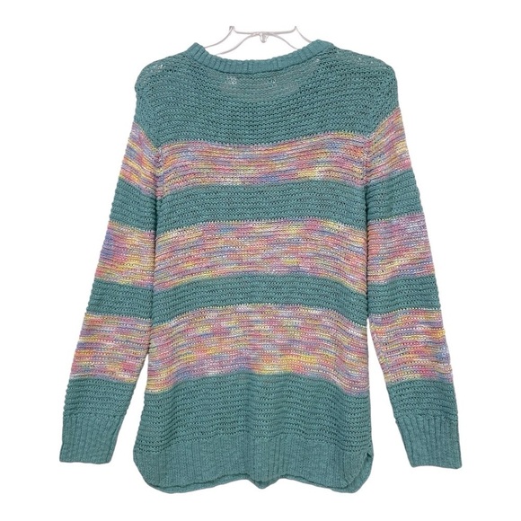 Soft Surroundings Womens
Serafina Sweater M Teal Stripe Open Knit - Picture 3 of 9